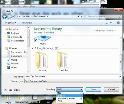 save Malayalam in notepad